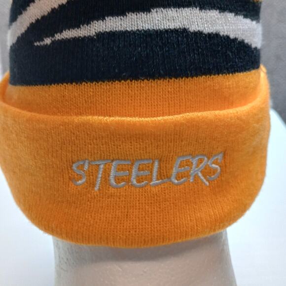 Pittsburgh Steelers Knit Cuffed Beanie Pom Hat Adult - Picture 4 of 5